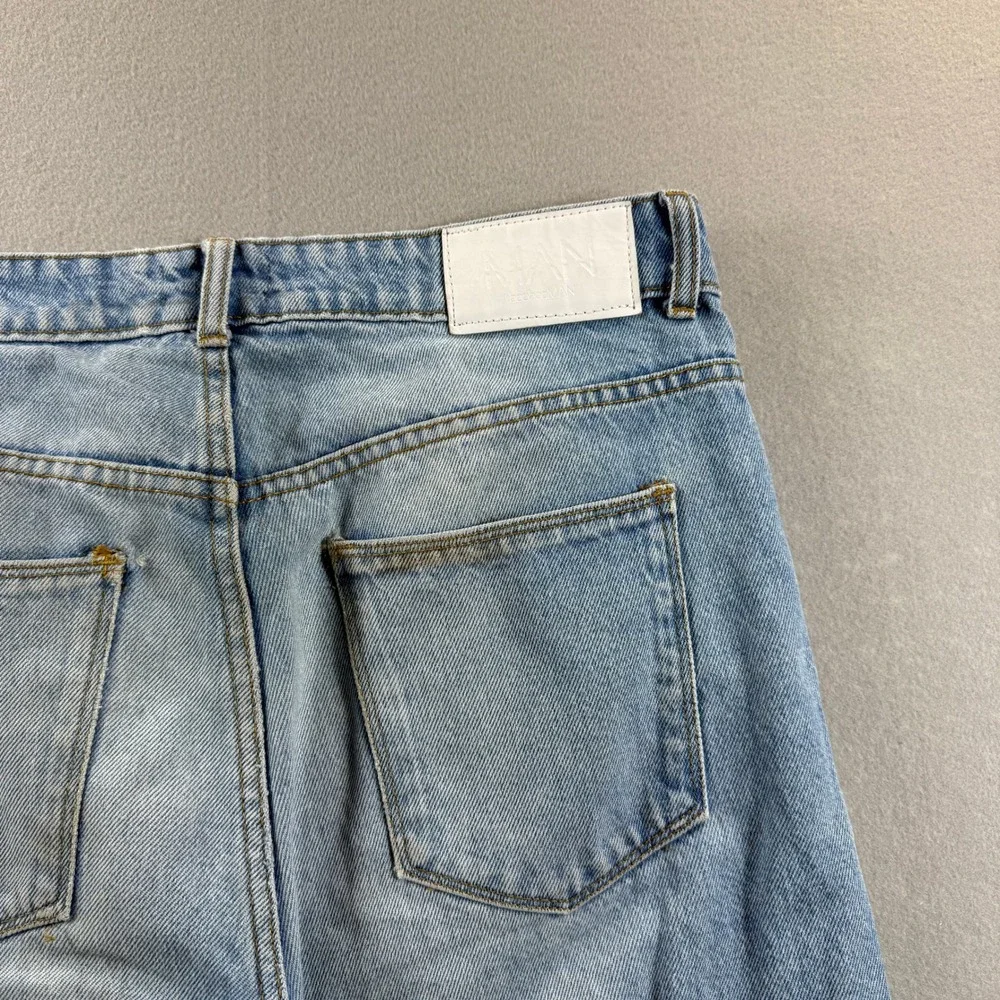 boohooMAN Jeans Mens 32x28‎ Light Blue Straight Leg Denim